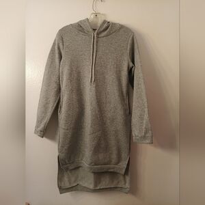 Vicabo Heather Gray Fleece Hooded High Low Tunic Sweatshirt Sz S